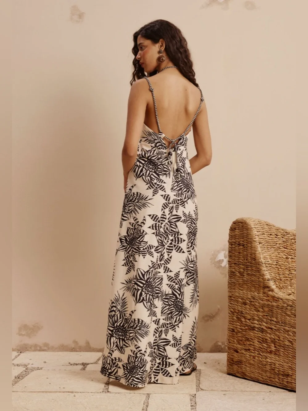 CaCay Carajas Printed Long Dress in Black Floral Print Maxi Dress size S NWT - Picture 3 of 7